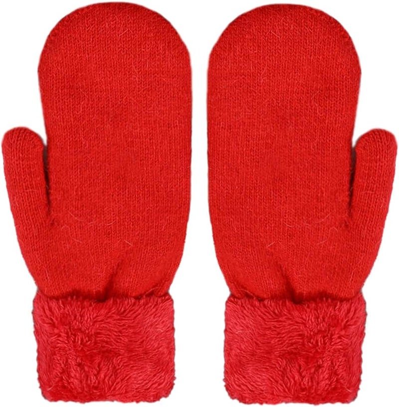 Eohak Winter Warm Mittens for Women - Knit Gloves Soft Wool Thick Fleece Lining Mittens - Image 2